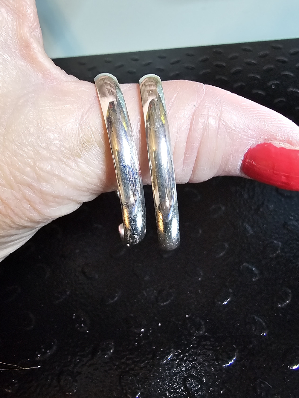 Vintage 925 Italian Sterling Silver 1.5" Hoop Earings